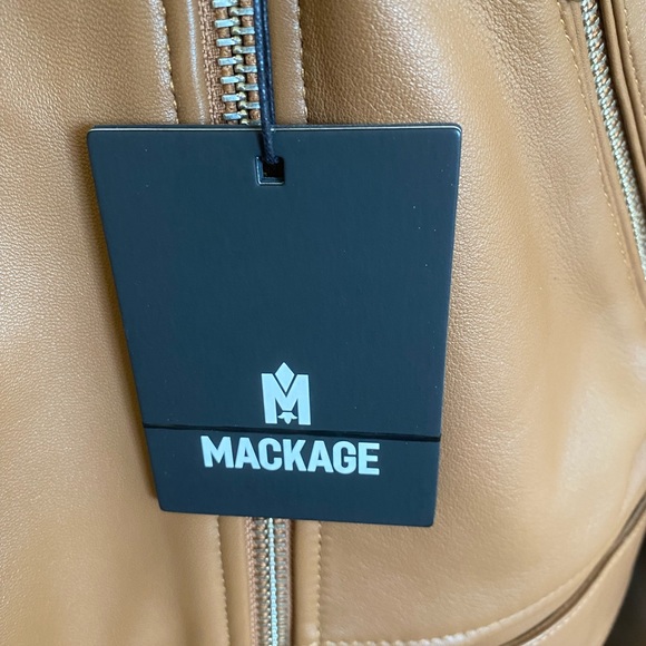 Mackage Kylie Tan Leather Moto Jacket with Removable Belt - NWT - Colour: Camel - Picture 5 of 12